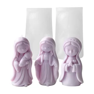 Praying girl aromatherapy candle silicone mold for DIY portrait plaster ornament set