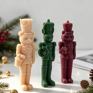 Detailed DIY Christmas animal nutcracker soldier scented candle molds for holiday decor