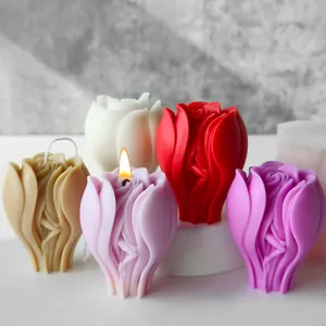 Rose Flower Scented Candle Silicone Mold 3D Embossed Floral Design DIY Handmade Soap Plaster Ornament Crafting Tool Mold