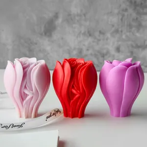 Three colorful rose flower silicone molds for DIY scented candles and soaps