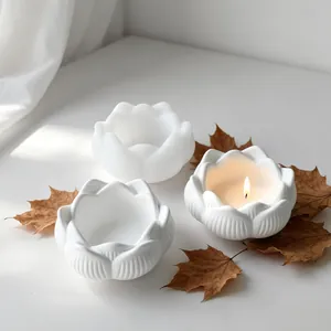 Moderner Minimalistischer Lotusbecher Silikonform Ovales Blasenpolster Design Für DIY Harz Gips Aromatherapie Kerzenhalter Wohndeko