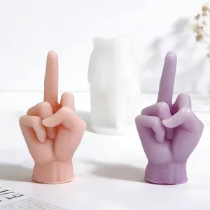Moule en silicone créatif pour bougies parfumées en forme de geste de doigt d'honneur