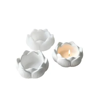 Weiße Lotusblumen-Silikonform für DIY-Gipskerzenhalter
