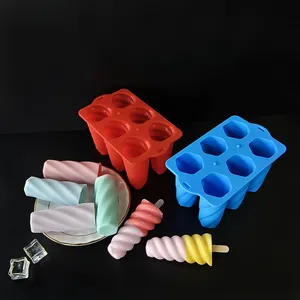 DIY silicone spiral popsicle mold set for home made ice cream and fruit juice treats