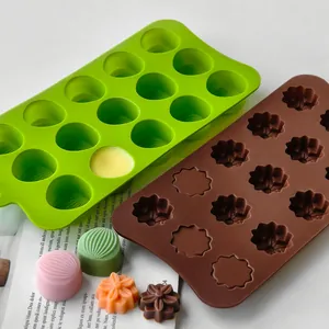 15-cavity flower and dome silicone mold for chocolate candy DIY handmade baking tools