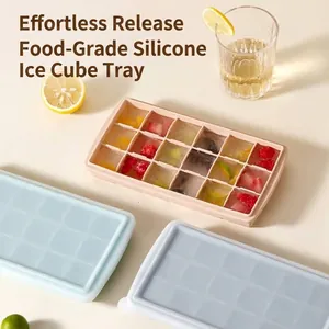 Food Grade Silicone Ice Cube Tray With Lid Square Large Ice Ball Mold Easy Release Reusable For Whiskey Cocktails Juice Tool
