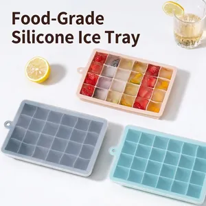 Silicone Ice Cube Tray With Lid 15 24 Cavity Flexible Square Ice Cube Mold For DIY Fruit Tea Cold Drinks Food Grade Silicone