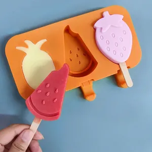 Professional fruit shaped silicone popsicle mold set for homemade ice cream bars