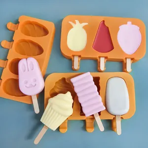 Silicone ice cream mold set for homemade popsicles with cute fruit and animal shapes