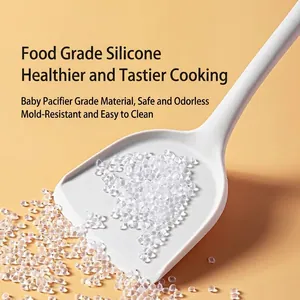 High-quality white food-grade silicone spatula turner shown with material pellets