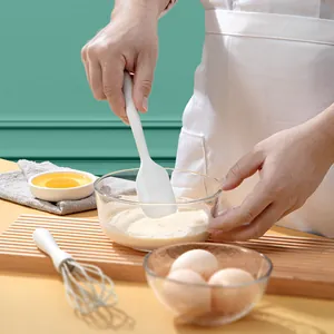 Professional food-grade white silicone spatula and whisk set for baking and baby food preparation