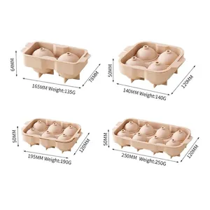 Professional silicone ice ball molds in four sizes: 2, 4, 6, and 8 spherical cells.