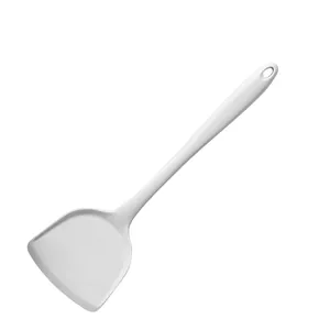 Modern minimalist heat-resistant white silicone spatula for non-stick cooking pans