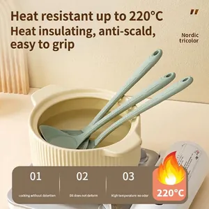 Professional heat resistant green silicone kitchen utensil set for non-stick cookware