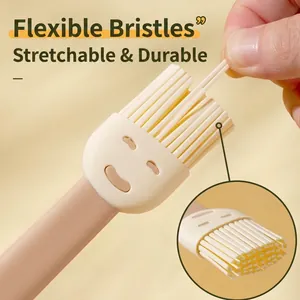 Professional flexible silicone oil brush with cute smiley face for baking and basting