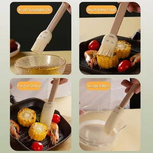 Versatile silicone spatula and oil brush set with cute smiley face design for kitchen baking