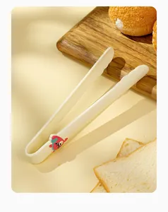 High-quality mini silicone food tongs featuring a cute red cartoon beaver decoration