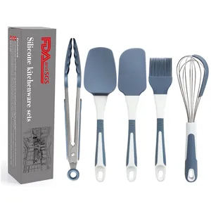 5-piece heat-resistant blue and white silicone kitchenware set for professional baking