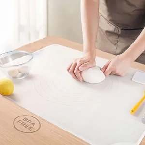 Tapete grueso de silicona de grado alimenticio con escala para amasar y hornear