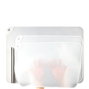 Set de 3 tapetes de silicona transparente de grado alimenticio para amasar con medidas