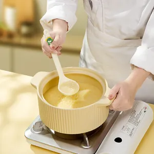 Heat-resistant food-grade silicone soup ladle with cute cartoon dinosaur handle for kitchen