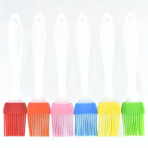 Set of 6 colorful heat-resistant silicone basting brushes for baking and BBQ