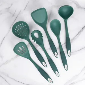 Heat Resistant Silicone Kitchen Utensil Set Non-Stick Spatula Turner Soup Spoon With Ergonomic Handle Cooking Tools