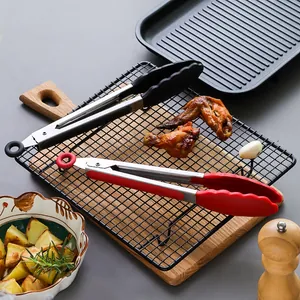 Pinzas de cocina de silicona resistentes al calor con mangos duraderos de acero inox