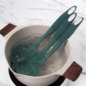 Heat resistant dark green silicone spatula set for non-stick pans in boiling water