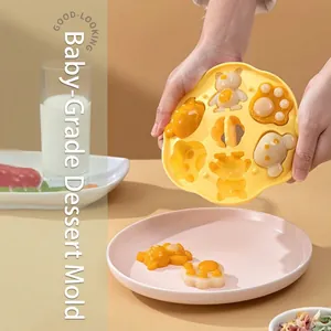 Silicone Cat Paw Bear Cake Mold Food Grade Steaming Baking Tool For Baby Food Supplement Dessert Jelly Maker DIY Home Kitchen