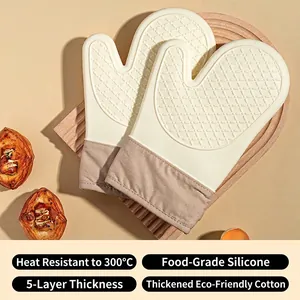 Heat Resistant Silicone Oven Mitts Thickened Non-Slip Kitchen Gloves For Baking Cooking Microwave Heat Resistant Mitts