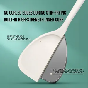 Cream white silicone spatula with high-hardness core for non-stick cookware