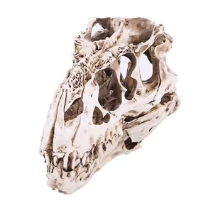 Cráneo de Dinosaurio T-Rex de Resina Esqueleto Decoración de Acuario Ornamento de Paisajismo para Tanque de Peces Cueva de Escondite para Reptiles Decoración