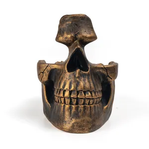 Portaocchiali Creativo a Forma di Teschio in Resina Finitura Bronzo Retrò Ornamento da Scrivania Vassoio Chiavi per Casa e Ufficio