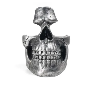 Gotisch Harz Totenkopf Brillenständer Kreativer Skelett Schlüsselhalter Antiksilber Schreibtisch Ornament Halloween Deko