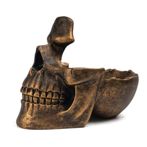 Porta occhiali creativo in resina a forma di teschio, scultura bronzo antico