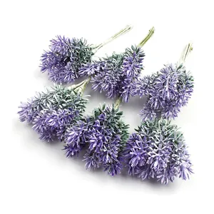 Realistic Artificial Lavender Plastic Satin Purple Flowers For Home Outdoor Garden Office Wedding Photography Decor Accessories