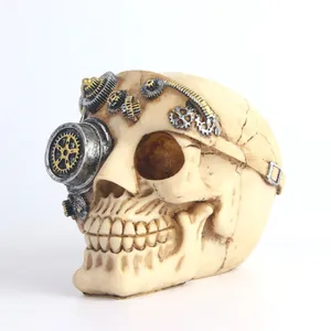 Adorno de Calavera de Resina Steampunk Con Engranajes Mecánicos Decoración de Terror de Halloween Vintage Para Casa Embrujada