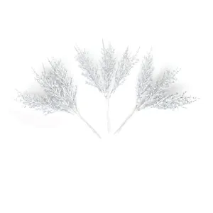 Glitzernde künstliche silberne Zedernzweige für DIY-Weihnachtskränze und Hochzeit