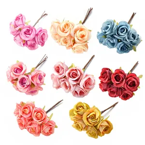 Europäische Künstliche Seidentee Rosenknospen Blütenköpfe für DIY Kranz Wald Stil Haarschmuck Mini Rosensträuße Hochzeit Dekor
