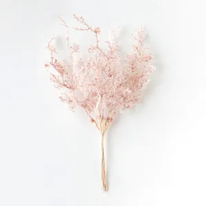 Detailansicht gefrosteter rosa Kunstpflanzenzweige für DIY-Blumendekoration zu Hause