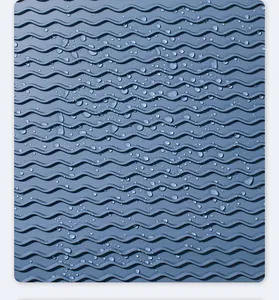Vista macro detallada de un salvamanteles de silicona azul resistente al calor con textura