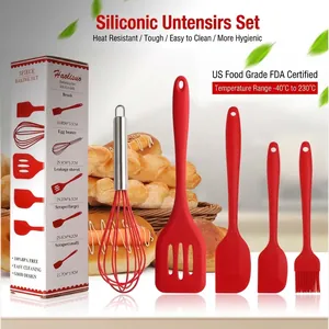Silicone Kitchen Baking Utensil Set Heat Resistant Spatula Whisk Oil Brush Cooking Tools For Home Kitchen Bakery Accessories