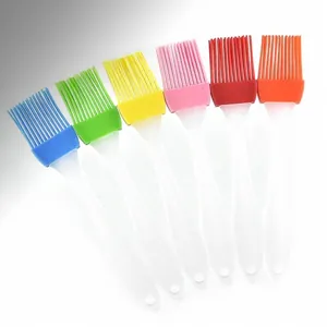 Set of colorful heat-resistant silicone basting brushes for BBQ and baking