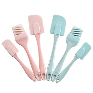 6-piece heat resistant silicone spatula and oil brush set for baking and BBQ use