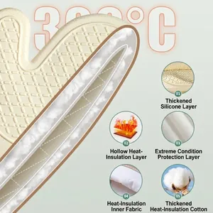 Premium heat resistant silicone oven mitts with 5-layer thermal insulation for baking