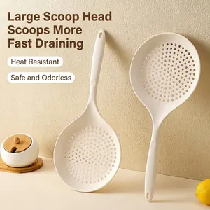 Large Silicone Skimmer Heat Resistant Non-stick Kitchen Slotted Spoon Long Handle Strainer For Noodles Dumplings Skimming
