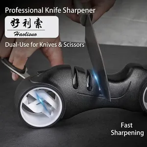 Afilador de Cuchillos Manual 4 en 1 con Forma de Motocicleta Herramienta de Afilado de Cocina para Cuchillos Tijeras Base Antideslizante Mango Ergonómico