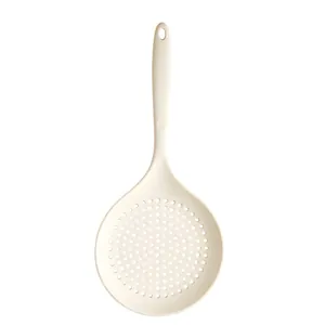 Large cream silicone colander skimmer spoon with hanging hole for kitchen use