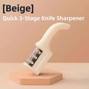 Professional 3-Stage Manual Knife Sharpener With Ergonomic Handle Non-slip Base For Kitchen Tool Portable Blade Sharpening